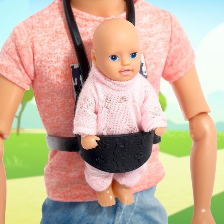 A set of dolls "Kevin with a baby on a walk", with a stroller, with accessories, mix-4