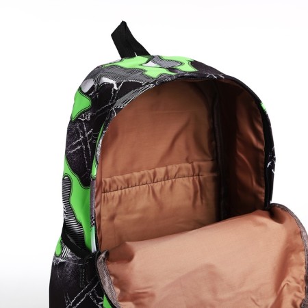 Youth backpack from textiles, 3 pockets, gray/green color-5