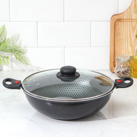 Kazan Forever, 3.5 l, d = 28 cm, two removable handles, glass lid, black color