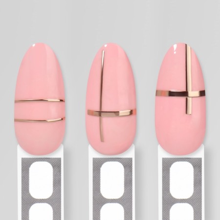 Nail stickers "strips", metallized, pink gold color-4