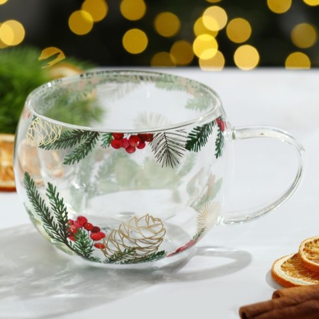 Glass mug with double walls "Winter Stories", 270 ml-1