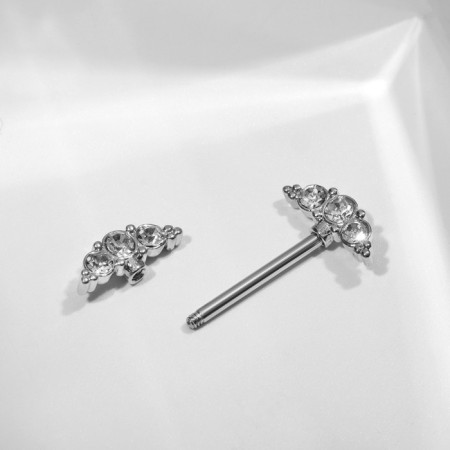 Piercing for the chest "Molecules", white color in silver-1