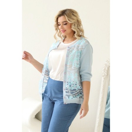 Cardigan female, size 54, blue color-5