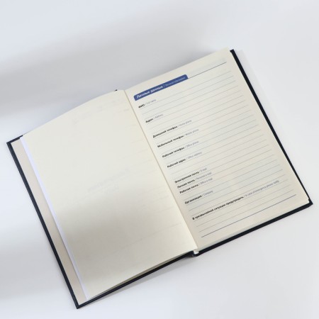 Deliciper of Leduced A5, 160 liters. Solid cover. Leatherette. Blue. Cream block-4