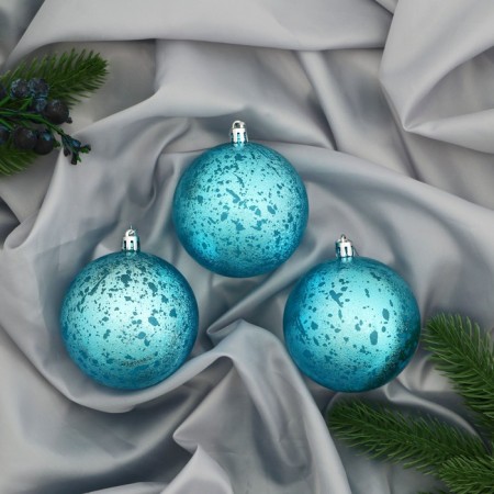 Set of balls plastic D-8 cm, 3 pcs "retro" blue