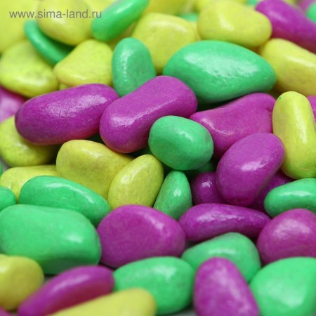 Decorative pebbles, fluorescent mix: lemon, green, purple, 800 g, fr. 8-12 mm