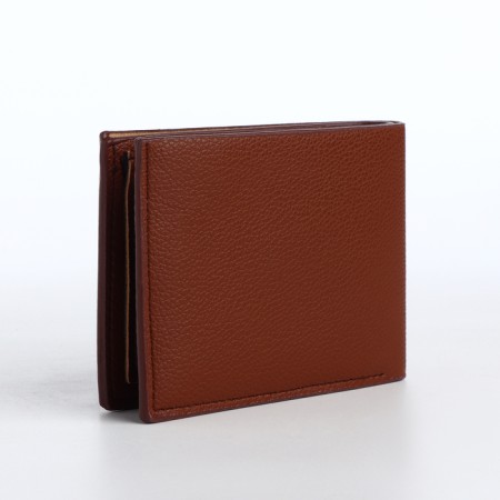 Male purse without fastening, department for cards, coins, brown color-2