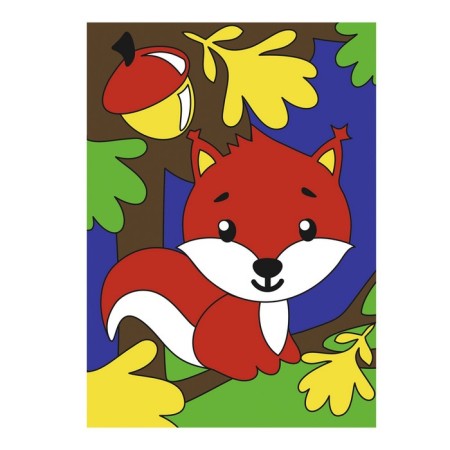 Picture on numbers for kids "Squirrel in the forest"