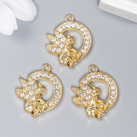 Decor for creativity Metal "Fairy and Month" rhinestones 2.1x1.9 cm-2