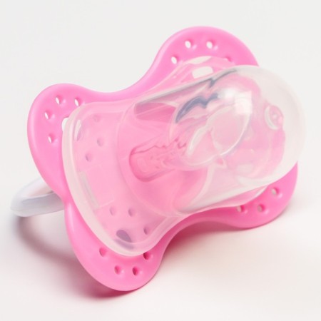Orthodontic dummy, silicone, from 0 - 3 months, "mushroom", pink color-3