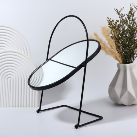 The mirror of the desktop "oval", the mirror surface is 17.5 × 26.5 cm, the color is black-3