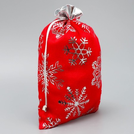 Bag gift plush “I hurry to you”, snowflakes, embossing, 20 x 30 cm +/- 1.5 cm, New Year-1