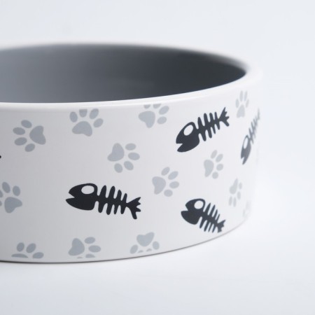 Ceramic "Fish bones and paws" 300 ml 12.5 x 4.5 cm, gray.-4