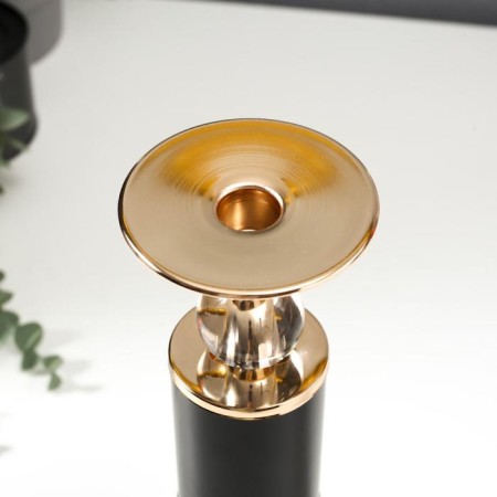 Summary Metal for 1 candle "Column with crystals" black with gold 30x12x12 cm-3