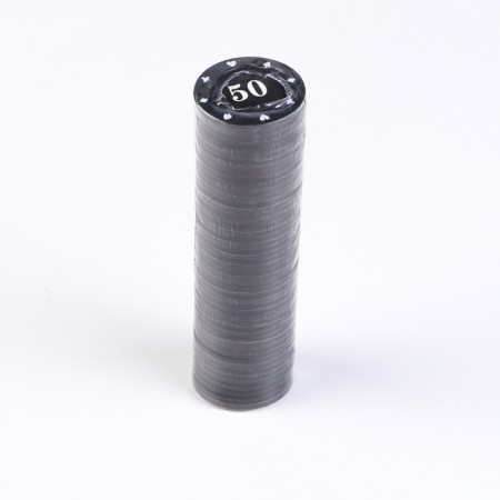 Poker chips, set of 50 pieces, with denomination No. 50, plain, chip 4 g, black-1