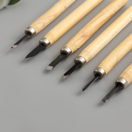 A set of knives with a wooden handle 6 pcs 20.5x10 cm-1