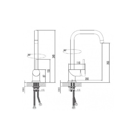 ESKO Kitchen K5 kitchen mixer, with high spout, stainless steel. Shtal-1