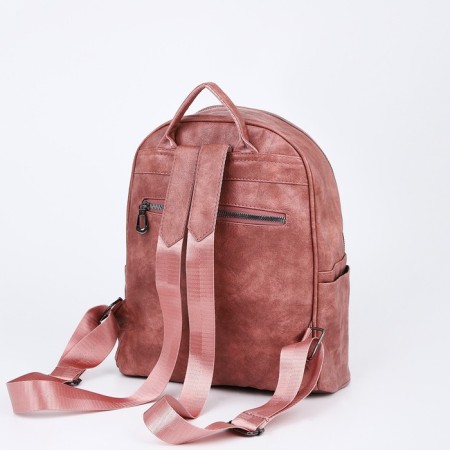 Women's backpack made of artificial leather with lightning, 1 pocket, pink color-3