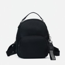 Women's backpack of artificial leather with lightning, 1 pocket, black color
