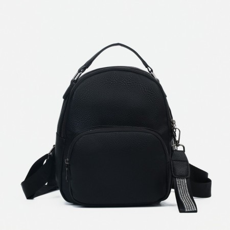 Women's backpack of artificial leather with lightning, 1 pocket, black color