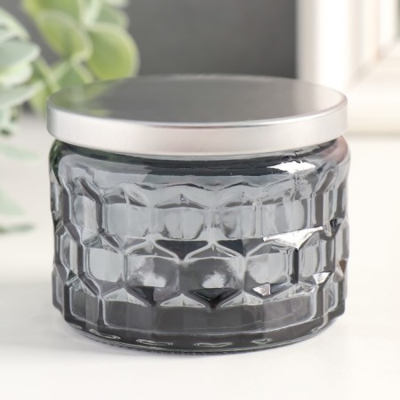 Bank for candles glass with a lid "Sot" gray 5x7x7 cm, mix-3