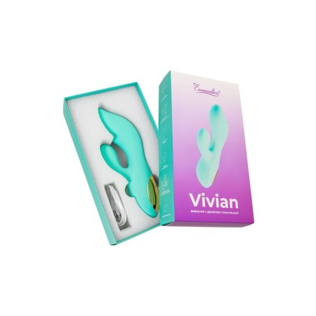 Vibrator with double stimulation Eromantica Vivian, 20 cm, silicone, mint color-9