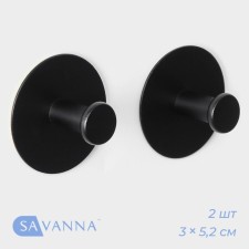 A set of metal self -adhesive hooks Savanna Black Loft Grip, 2 pcs, 3 × 5.2 cm