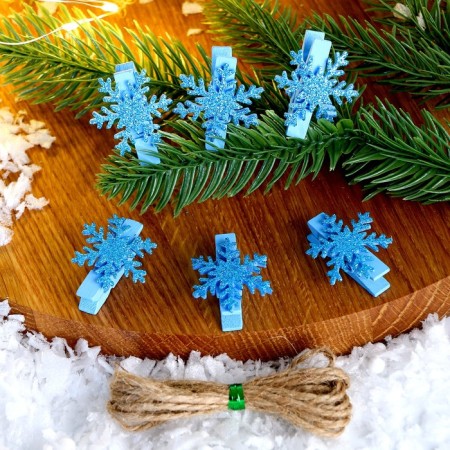 New Year! Brongs for the decor "Snowflakes" are blue, 6 pcs.
