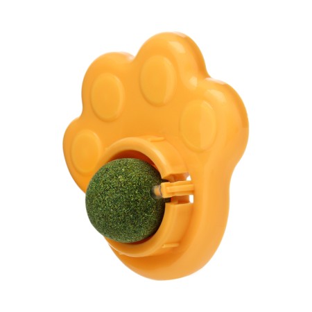 A toy for cats with cat mint "paw", 8.5 cm, yellow-4
