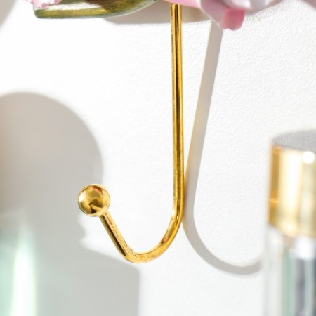 Decorative polystone hook, metal "pink poppies" 11.3x9 cm-1