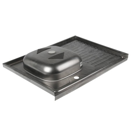 Kitchen sink "Vladix", invoice, without siphon, 80x60 cm, left, stainless steel 0.4 mm-2