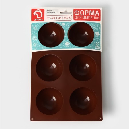 The form for baking is the “figure. Hemisphere ”, silicone, 27 × 18 × 3.5 cm, 6 cells (7x7x3.5 cm), color mix-9