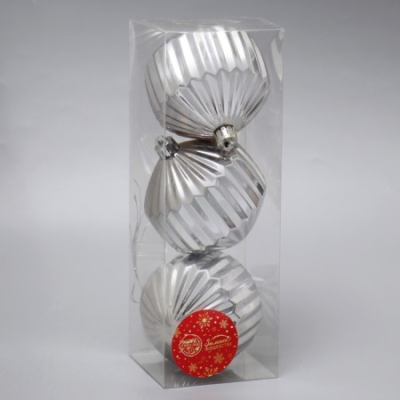 Christmas tree decoration "Carousel" (set 3 pcs) 8x8 cm silver-1