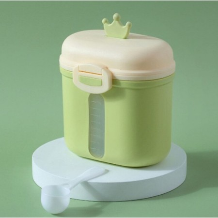 Container for storage of baby food "Crown", 360 gr., Green color-1