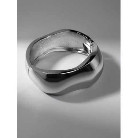 Bracelet Cuff "Wave", metal, silver color-2