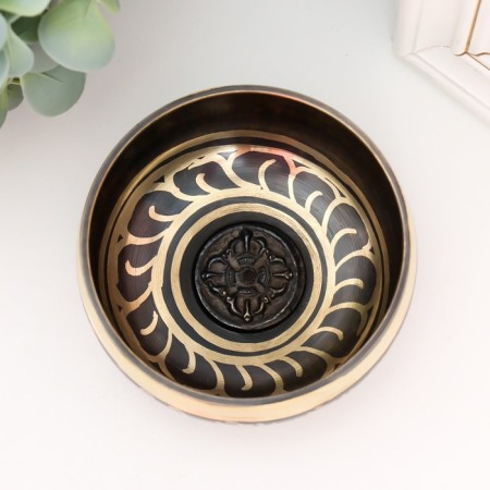 Singing Chalice Metal "Hieroglyphs" with a resonator 4.5x9.5x9.5 cm-2