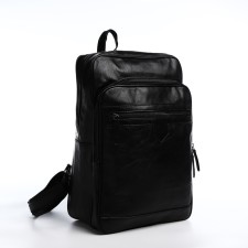 Male backpack on a zipper, 2 outer pockets, black color