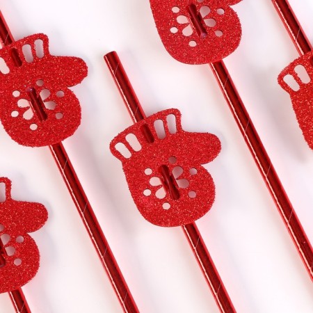 Pipe for the cocktail "mittens", in the set 6 pcs., Reds-2