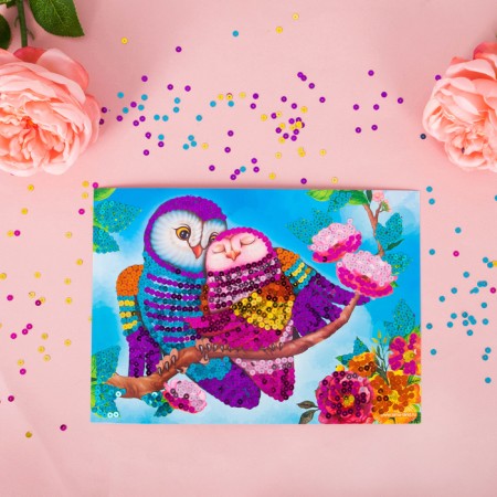 Application with sequins with an adhesive layer "Owls", 21 × 30 cm-3