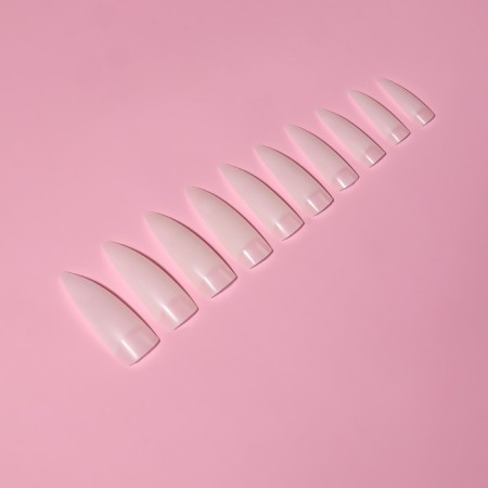 Tips for nail extension, 100 pcs, style shape, short contact zone, container, dairy color-1