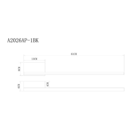 Decorative backlight by Arte Lamp Sargas A2026AP-1BK, LED, 16 W, 61x6x8 cm, 800 lm, black-1