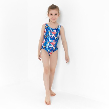 Swimsuit is alleged, the color is blue/flamingos, height 122 cm-4