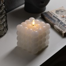LED candle “White Cube”, 10 × 11.5 × 10 cm, wax, plastic, batteries AAAX3 (not in the kit), glow warm white