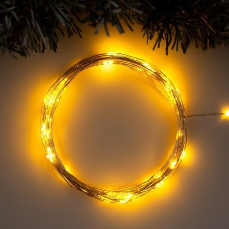 Garland "thread" 10 m dew, IP20, silver thread, 100 LED, yellow glow, 12 V