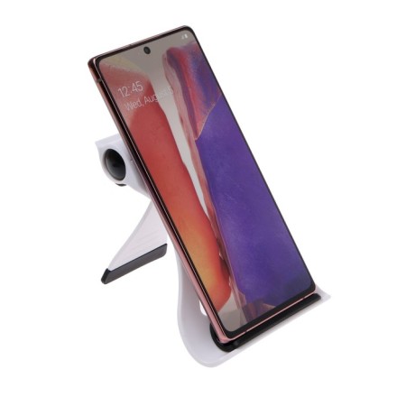 Luazon phone stand, folding, reinforced, adjustable height, white/black