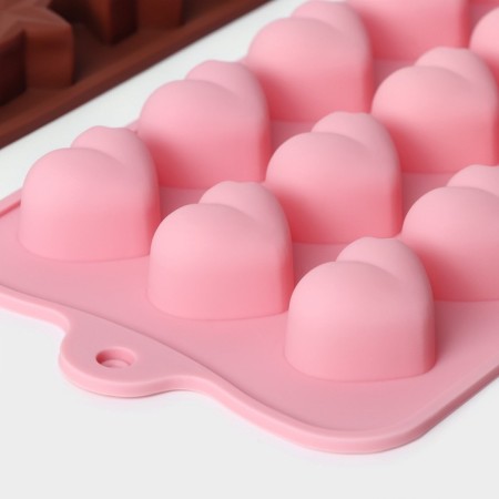 A set of chocolate forms “hearts. Stars. Flowers ", 3 pcs, silicone-2