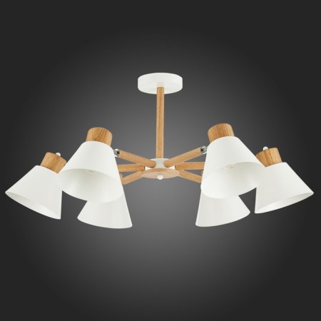 Ceiling EVOLUCE lamp. Sle103702-06. BUVE. 6x60 watts, E27, 73.5x73.5x37 cm, color light wood, white-4