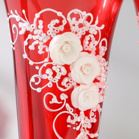 A set of wedding glasses "Rose", with stucco molding, red-1