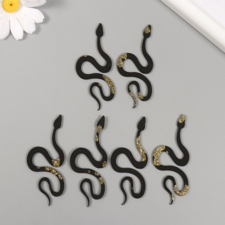 Decor "Black-gold snake" Foamiran, 7 cm (set 6 pcs)-1