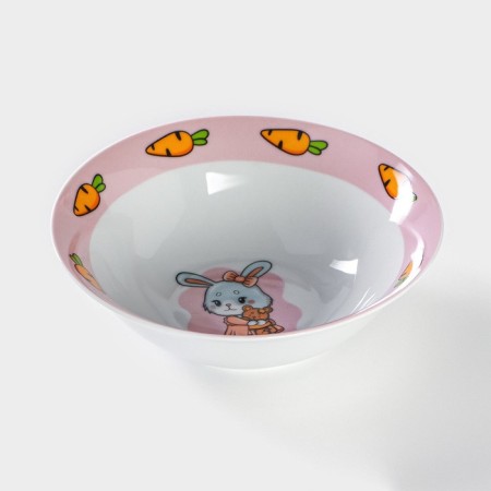 Plate ceramic deep shade “bunny's paw”, 400 ml, d = 15 cm, white color-2